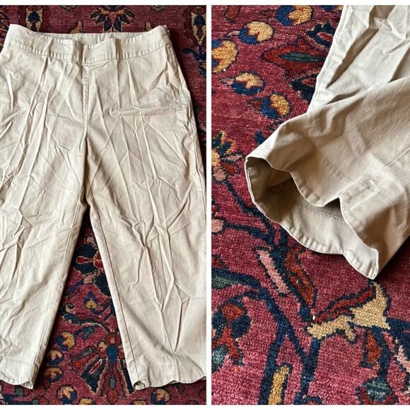 Kim Rogers Khaki Capris Pants, Scalloped Trim Size 8 - Picture 1 of 6
